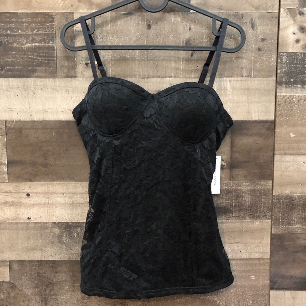 Haute Candy Womens Black Lace Tank Top